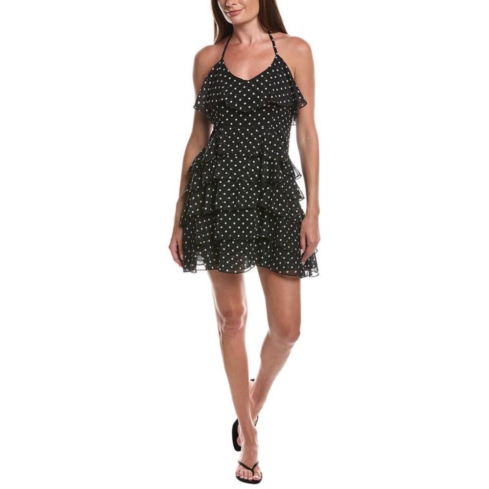 Layered With Love Womens  Ruffle Halter Neck Mini Dress, Black